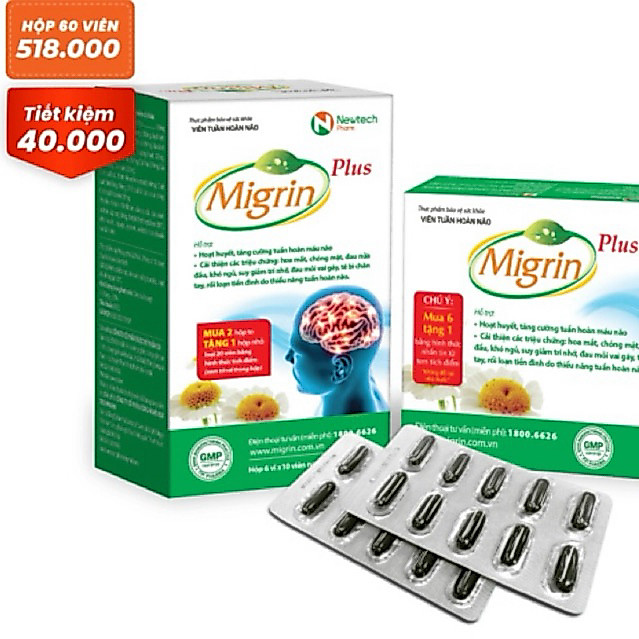 Viên hỗ trợ hoạt huyết.Migrin Plus CVI - 1Hộp 60 Viên(2 vỉ x 10 viên)