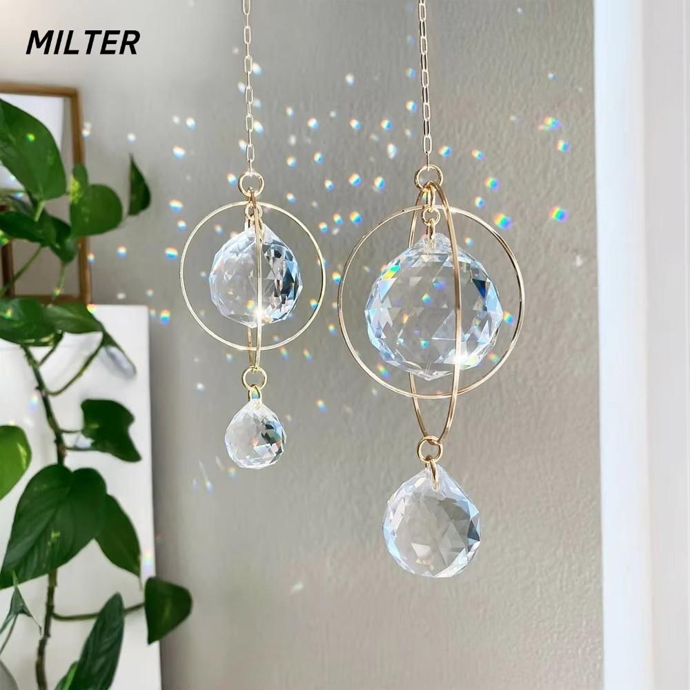 MILTER Crystal Sun Catcher, Galaxy Metal Suncatcher Trang sức pha lê, Mặt dây chuyền vòng trang trí 