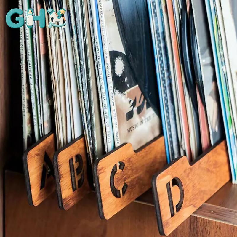 GHX 26 Chiếc Vinyl Record Dividers Bảng Chữ Cái Vinyl Ghi Lưu Trữ Bộ Chia A-ZWooden Record Dividers 