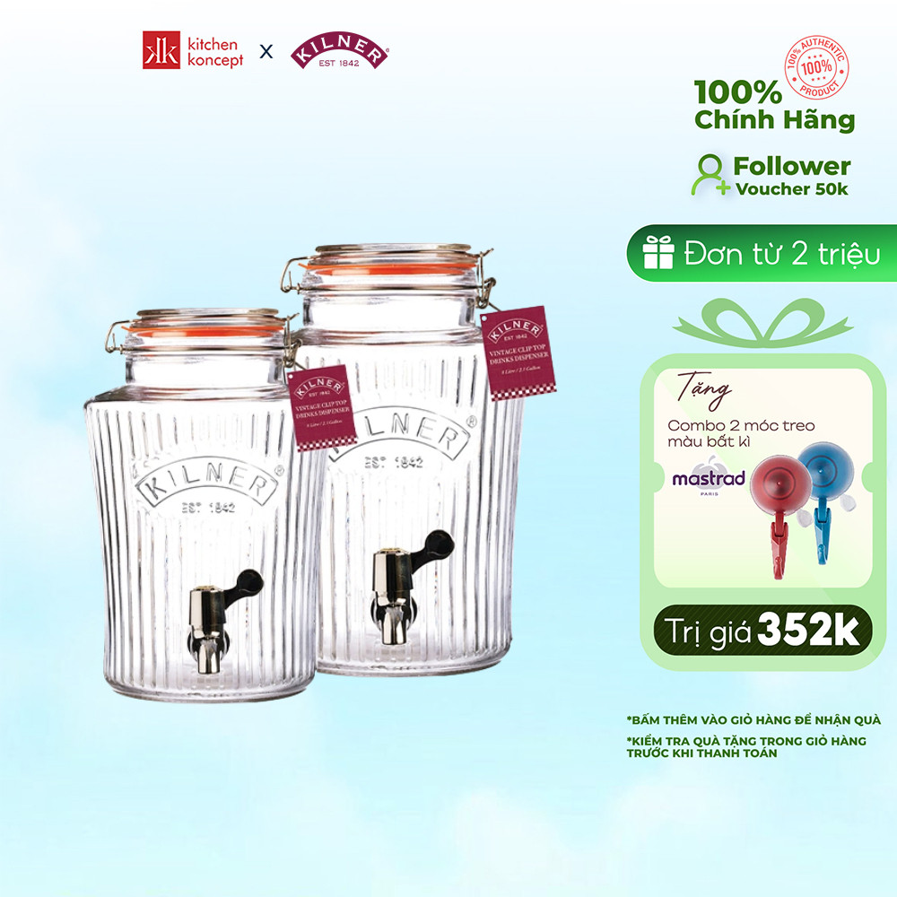 [Mã BMLTB200 giảm đến 100K đơn 499K] Bình Nước Thủy Tinh Kilner Vintage