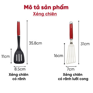 KitchenAid - Xẻng Chiên Có Rãnh Lưỡi Cong - Đen/Đỏ