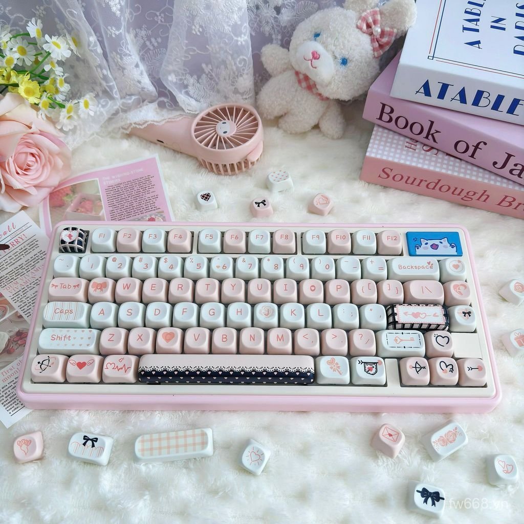 ((Chỉ Keycap, Không Phải Bàn Phím) Phổ Biến Cupid Keycap MOA Chiều Cao 95 Phím Đen Hồng Tây Thần Ero