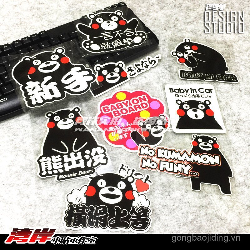 Sản phẩm mới Nhanh nhất Wangan Nhật Bản Kumamon Hoạt Hình Miếng Dán Kumamon CÂU Miếng Dán JDM Phong 