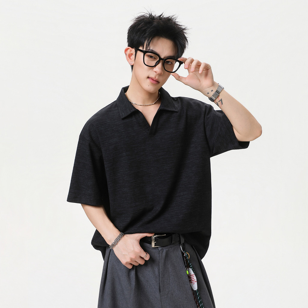 Giả Họa Tiết Gạc Hoa Seagull Cổ Áo polo Nam Retro Tiền Cũ Áo Thun Tay Ngắn Rời Họa Tiết Thường Ngày 