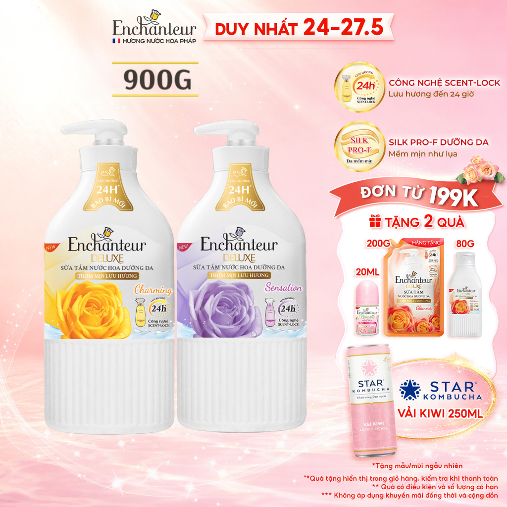 [CẢI TIẾN MỚI] Sữa tắm hương nước hoa Pháp Enchanteur Deluxe 900g - Mềm mịn như lụa Lưu hương 24H