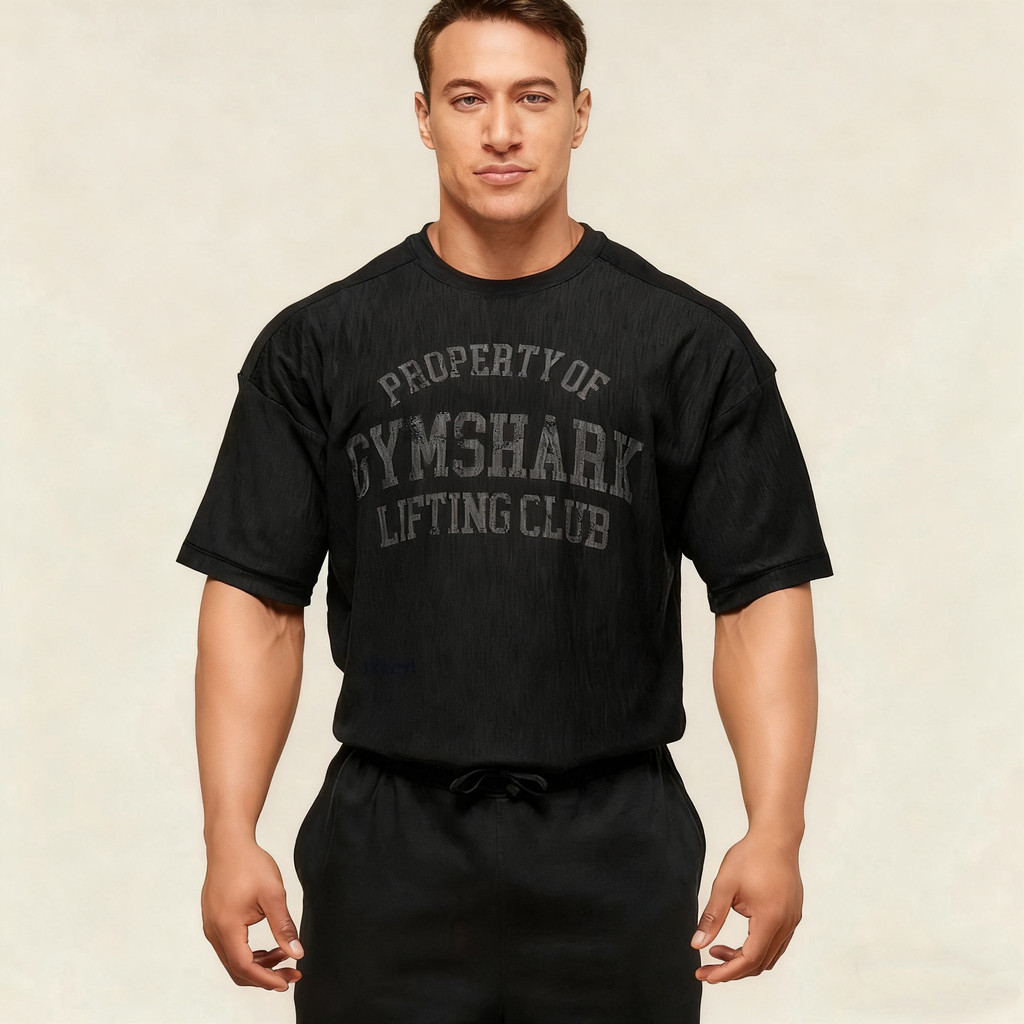 GYM Fitness Fitness dáng rộng tay ngắn nam và nữ cổ tròn Mỹ thoáng khí