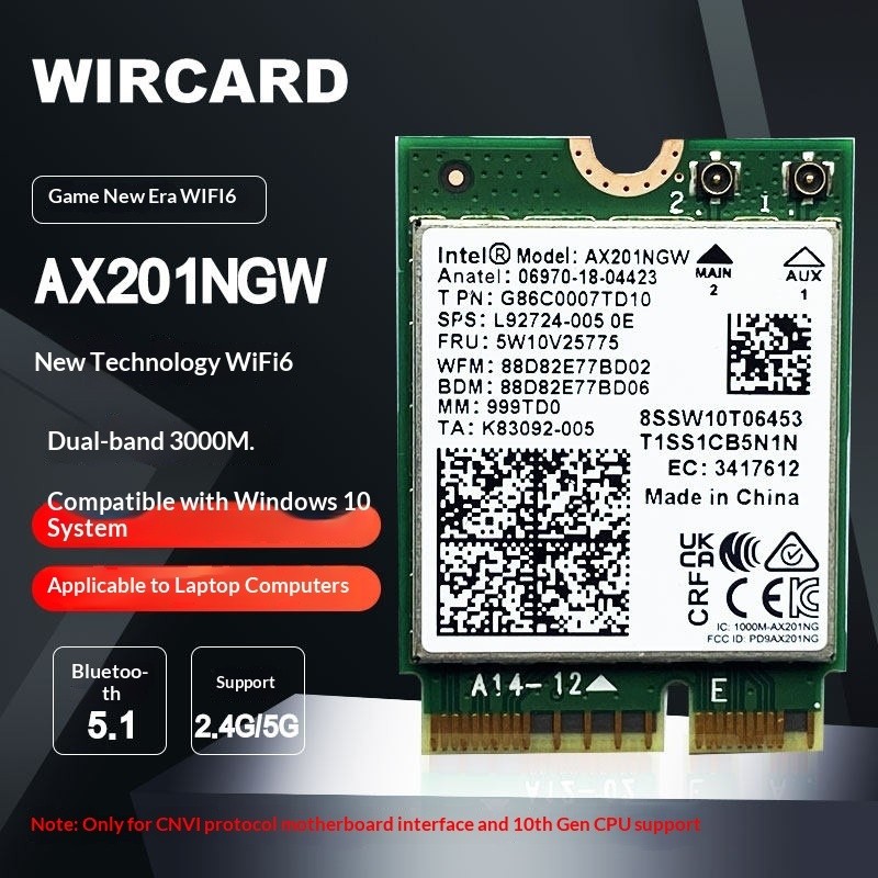 AX211 AX201 AX411 9560AC WIFI6E Thẻ mạng không dây Gigabit CNVI