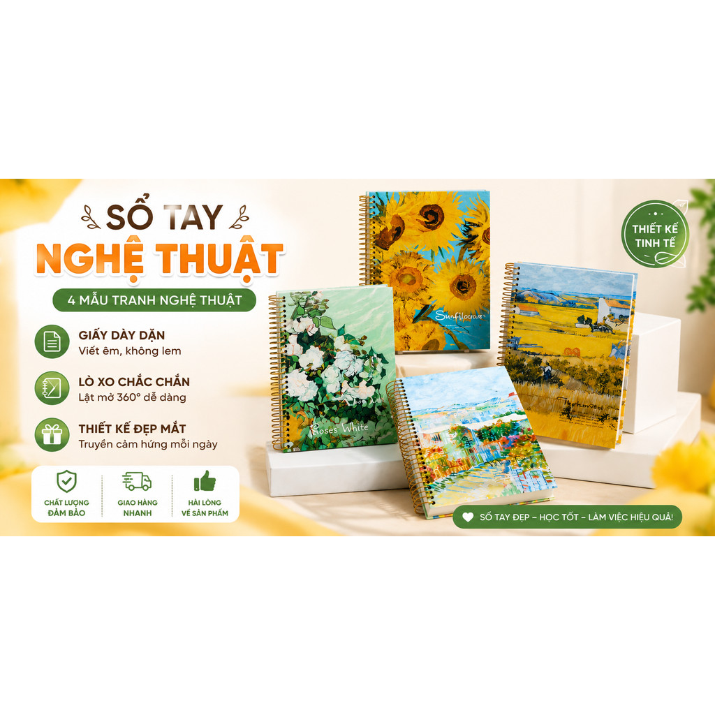 Sổ tay - Sổ A4 kẻ ngang bìa Van Gogh