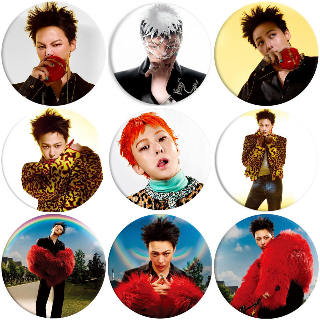Kpop Idol G-DRAGON Magazine Cover Pin Badge Pop-Up Tin GD Pin Trâm Cài