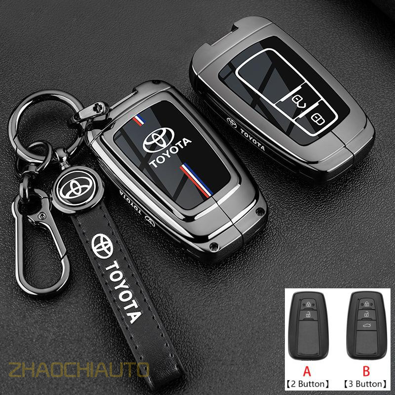 Vỏ Chìa Khóa Kim Loại Chìa Khóa Từ Xa Fob Bao Móc Khóa Cho Xe Toyota Camry Corolla Cross Avalon Alti