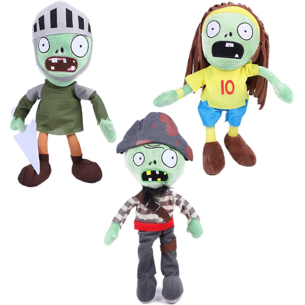 JHESAO 3 Chiếc Thực Vật Và Zombies Sang Trọng Zombies Bộ Đồ Chơi Captain Zombie, 1 2 Nhồi Bông Mềm H
