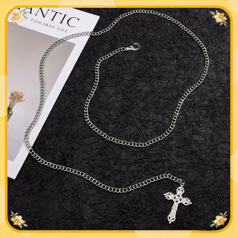 Dây xích eo chữ thập phong cách Punk Gothic, phụ kiện JK cho váy/quần, dây body chain nữ