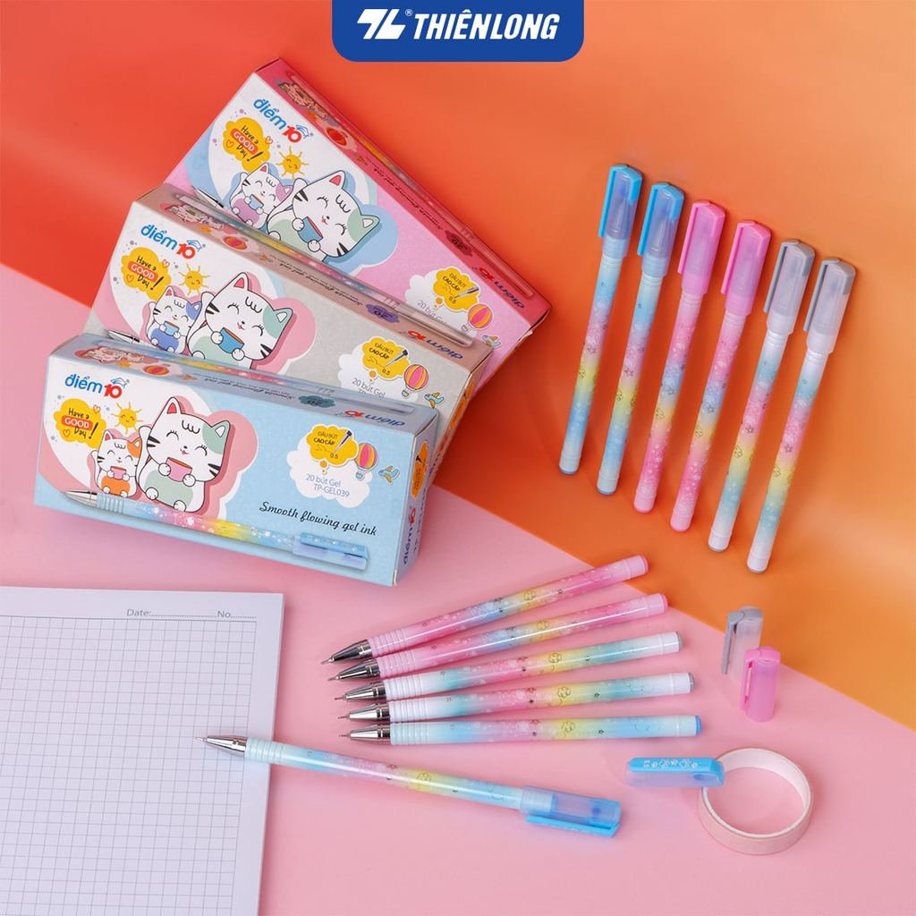 Combo Bút gel Smooth Flowing Gel Ink Thiên Long Điểm 10 TP-GEL039