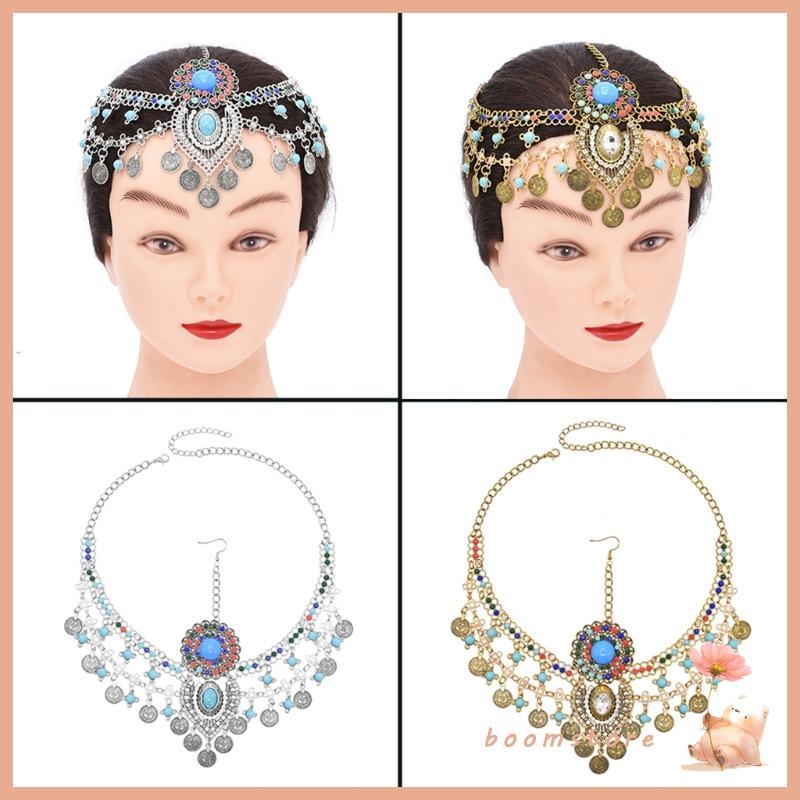 Boom Baroque Jeweled Forehead Kẹp Tóc Tiệc Cưới Pha Lê Đính Giọt Nước