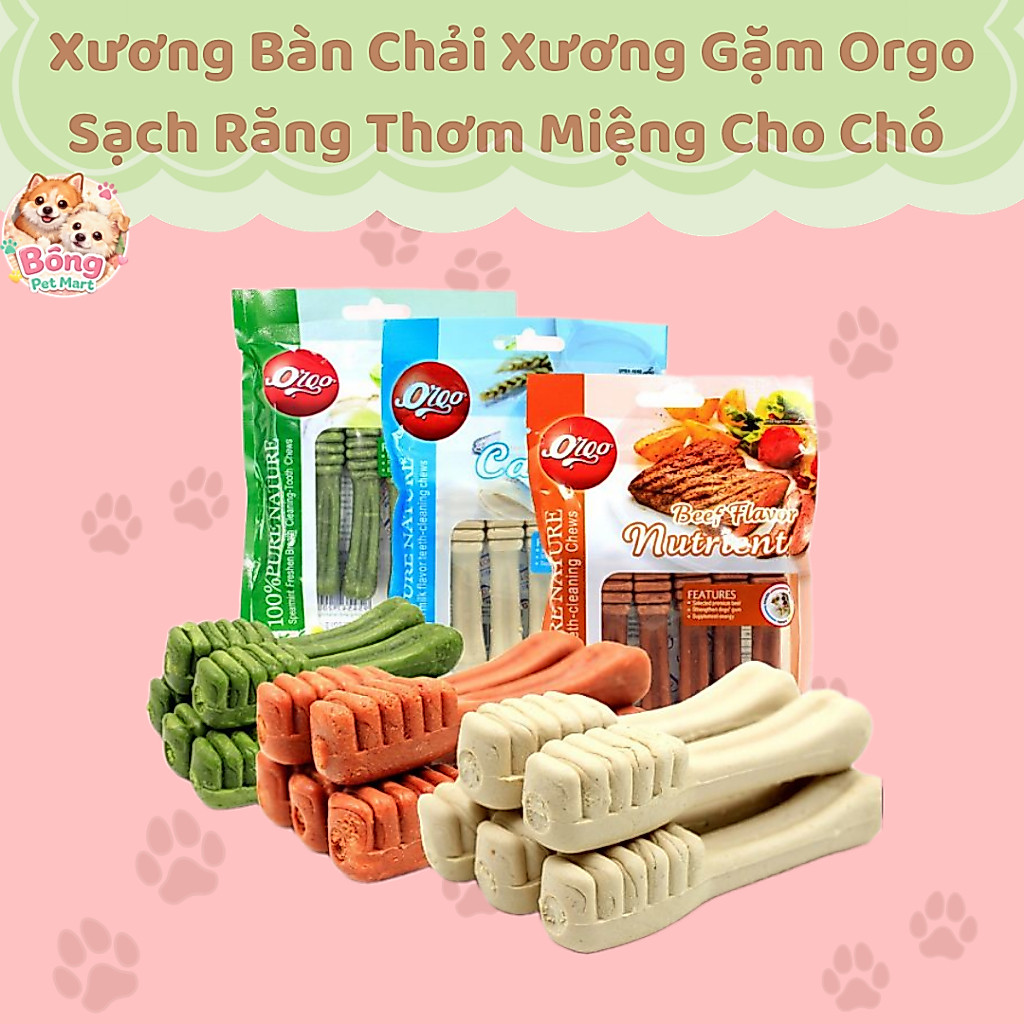 Xương Bàn Chải Xương Gặm Orgo Sạch Răng Thơm Miệng Cho Chó Pet- Bông Pet Mart