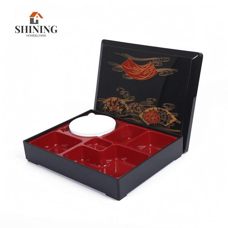 Hộp Bento Kinh Doanh Melamine Liner Hộp Bento Nhật Bản Họa Tiết Trang Trí Hộp cơm Nhật Bản