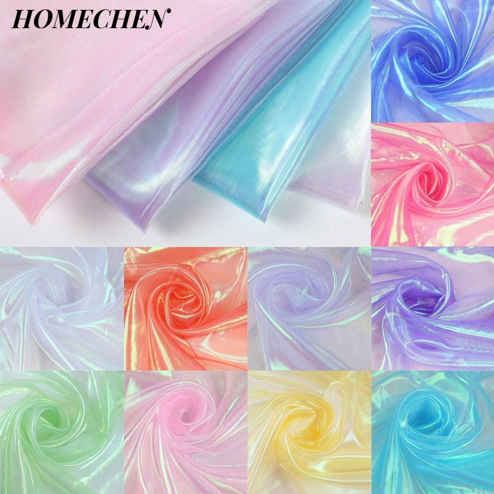 HOMECHEN Vải Organza, Vải tuyn Laser Trong Suốt Mỏng, Trang Trí Vải Tulle Sáng Bóng Organza Váy Thiế
