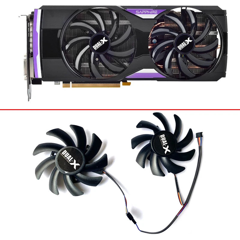 【 2 Quạt Làm Mát 4PIN MỚI 85MM FD7010H12S FDC10H12S9-C R9-270X 2GB Quạt Làm Mát Kép Cho XFX R9 285 /