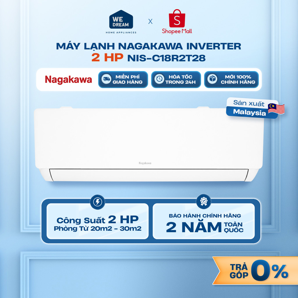 [MIỄN PHÍ GIAO HÀNG] NIS-C18R2T28/NIS-C18R2U51 - Máy lạnh Nagakawa Inverter 2 HP NIS-C18R2T28/NIS-C1