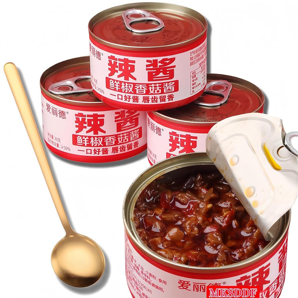 MKSDDF-2.82oz / 80g * 3 Lon Sốt Ớt Nấm Sốt Ớt Châu Á Sốt Nấm Sốt Trung Quốc Sốt Cay Sốt Đậu Ớt Thực 