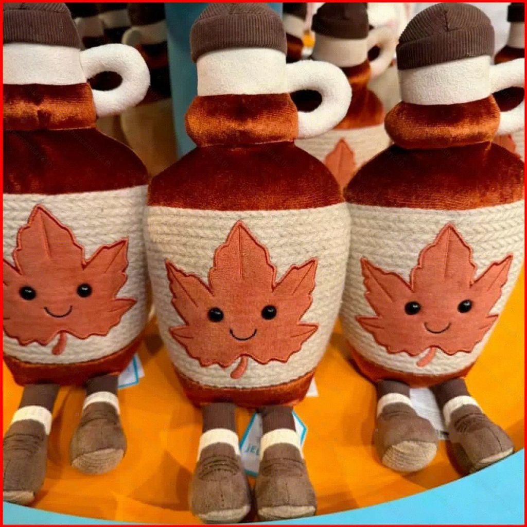 GC Jellycat Amuseables Acered Maple Syrup Plushie Dễ Thương Phong Syrup Chai Sang Trọng Búp Bê Cotto