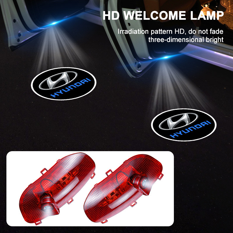 2 Chiếc LED Cửa Ô Tô Logo Chào Mừng Đèn Máy Chiếu Laser Tự Động Đèn Cho Xe Hyundai I30 IX35 Tucson C