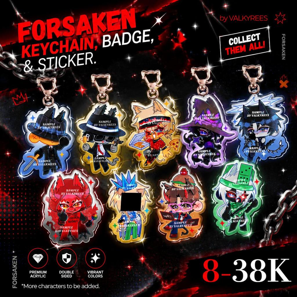 FORSAKEN KEYCHAIN PIN AND STICKER | ROBLOX Ganci Pin Stiker Elliot Chance Mafioso Itrapped C00lkidd 