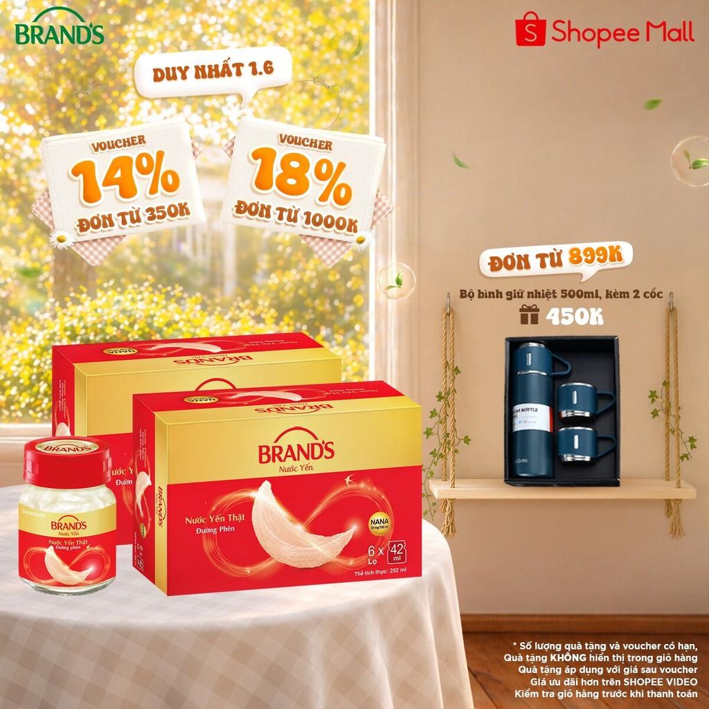Combo 2 Nước yến thật BRAND'S Đường Phèn (42 ml x 12 lọ)