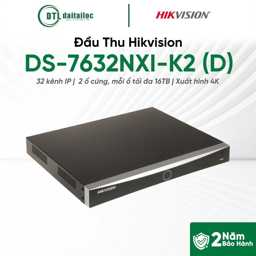 Đầu Thu Hikvision DS-7632NXI-K2 (D) (32 Kênh IP, Hỗ Trợ 2 Ổ Cứng, AcuSense Nâng cấp) | Chính Hãng | 