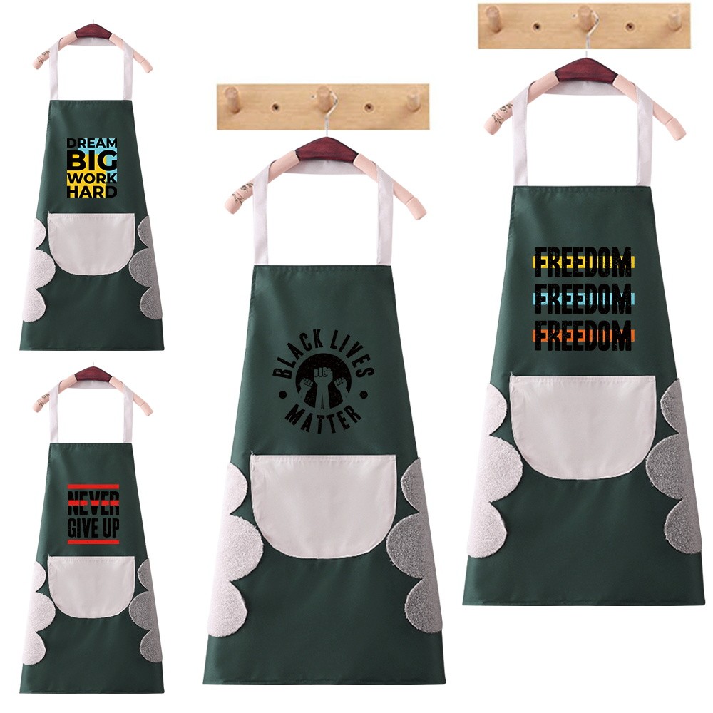 Apron Chef Apron Kitchen Apron With Pocket Water Proof Oil-Proof Hang Neck Apron word Series