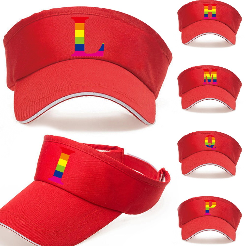 Empty Top Cap Visor Cap  Era Winter UV Protection Red Visor Sun Hat Rainbow Print Series Running Gol