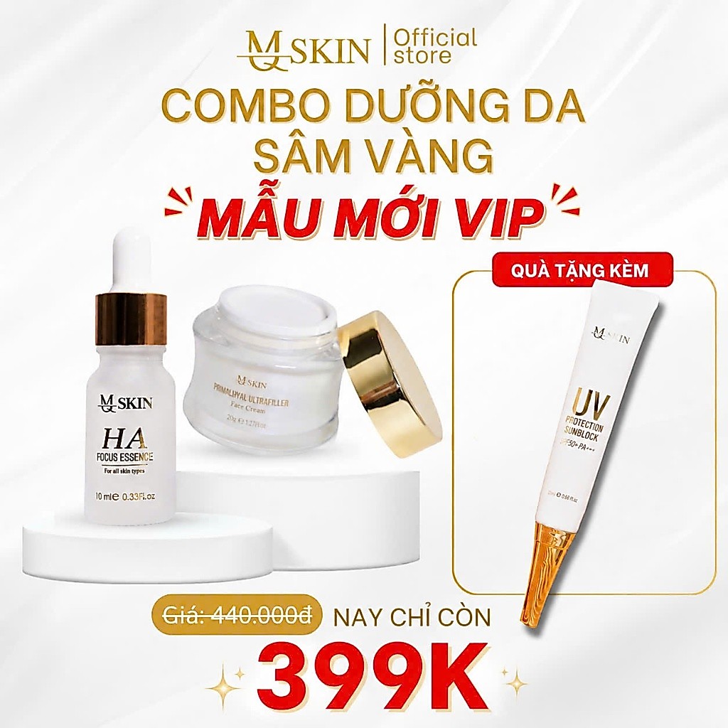 [MẪU MỚI NÂNG CẤP VIP]MQ Skin Sâm Vàng  - Trọn bộ 3 món bảo vệ da toàn diện Kem face 20g, serum 10ml