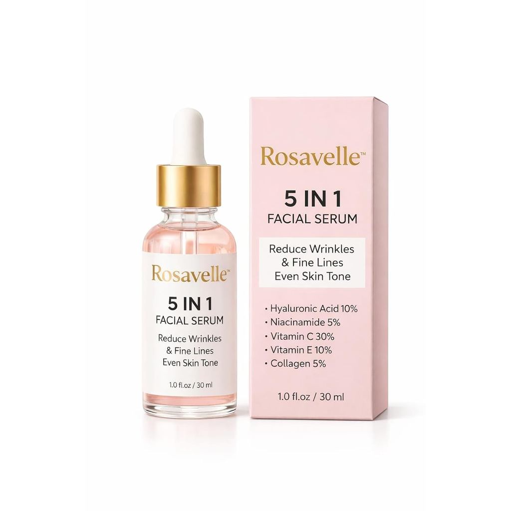 5in1FacialSerumforGlowing|HyaluronicAcid10%, VitaminC30%, Niacinamide5%, VitaminE10%, Collagen5%|Ant