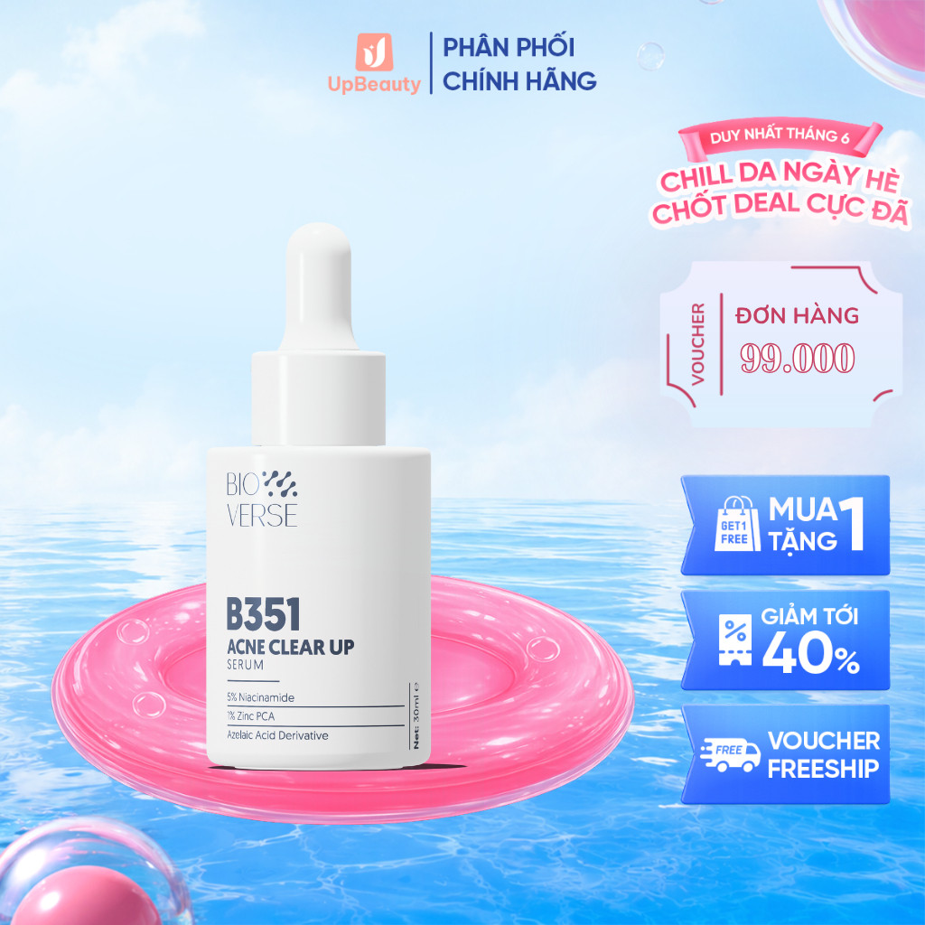 Tinh Chất Hỗ Trợ Giảm Mụn Bioverse B351 Acne Clear Up Serum Kiềm Dầu, Cải Thiện Thâm Mụn 30ml