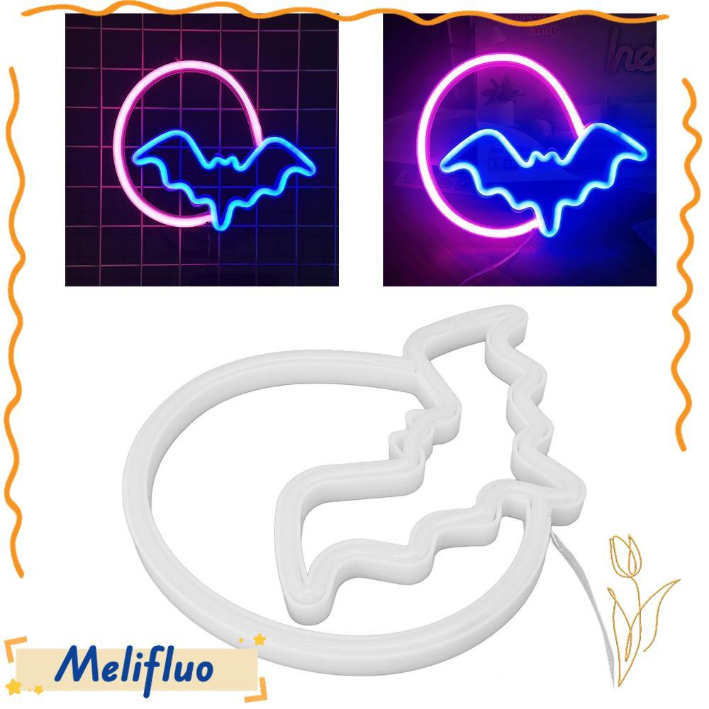 MELIFLUO Dấu hiệu neon, Mặt trăng và dơi USB hoặc Đèn LED neon chạy bằng pin, Đèn LED neon 5V hiện đ