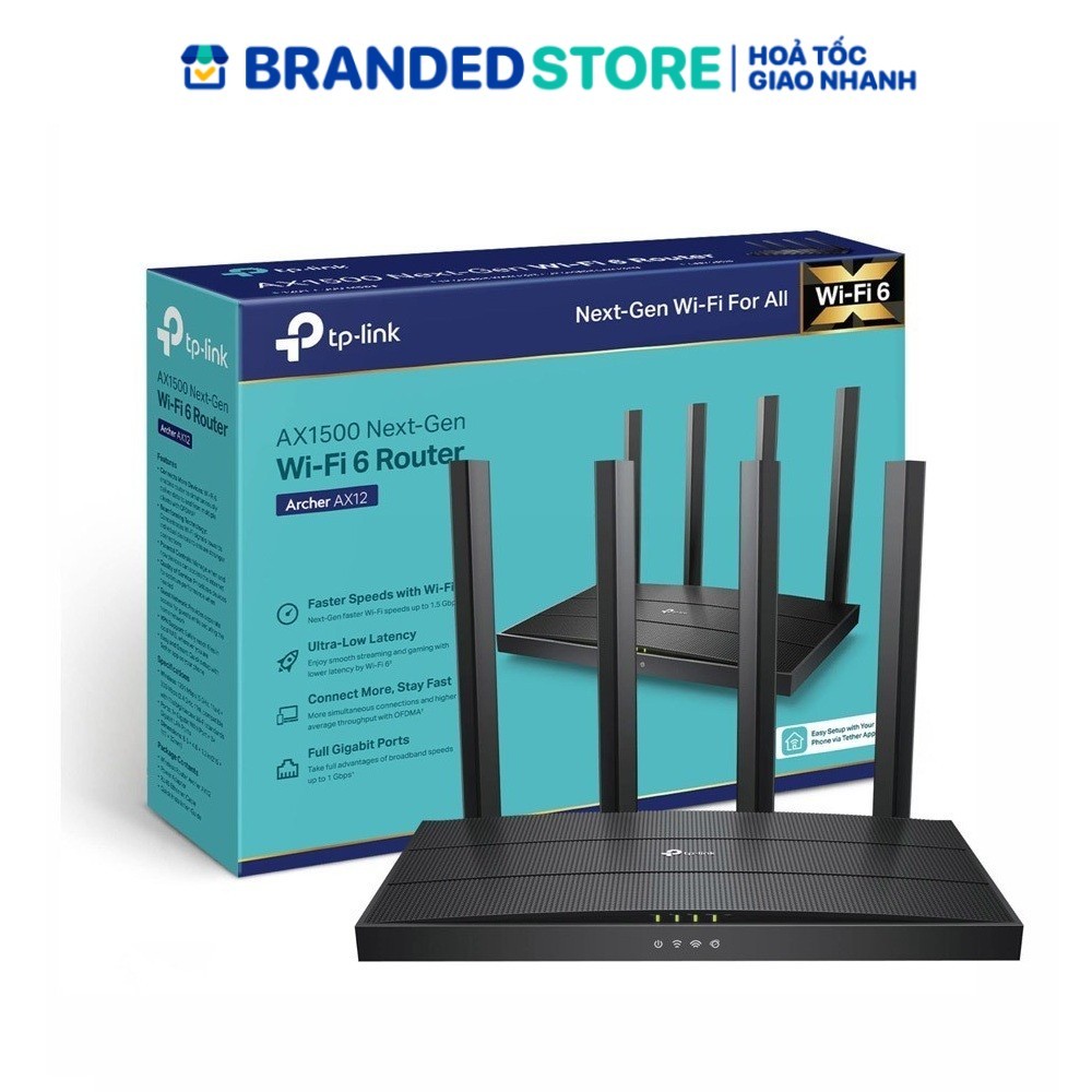 Bộ Phát Router WiFi 6 TP-Link Archer AX12 Băng Tần Kép AX1500