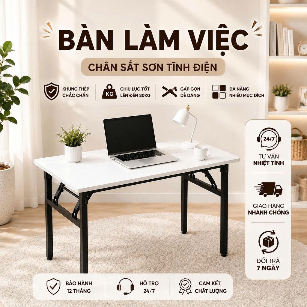 ALOVE Bàn Làm Việc Gấp Gọn Đa Năng Tiện Lợi Bàn Xếp Chân Gấp Gọn Sang Trọng