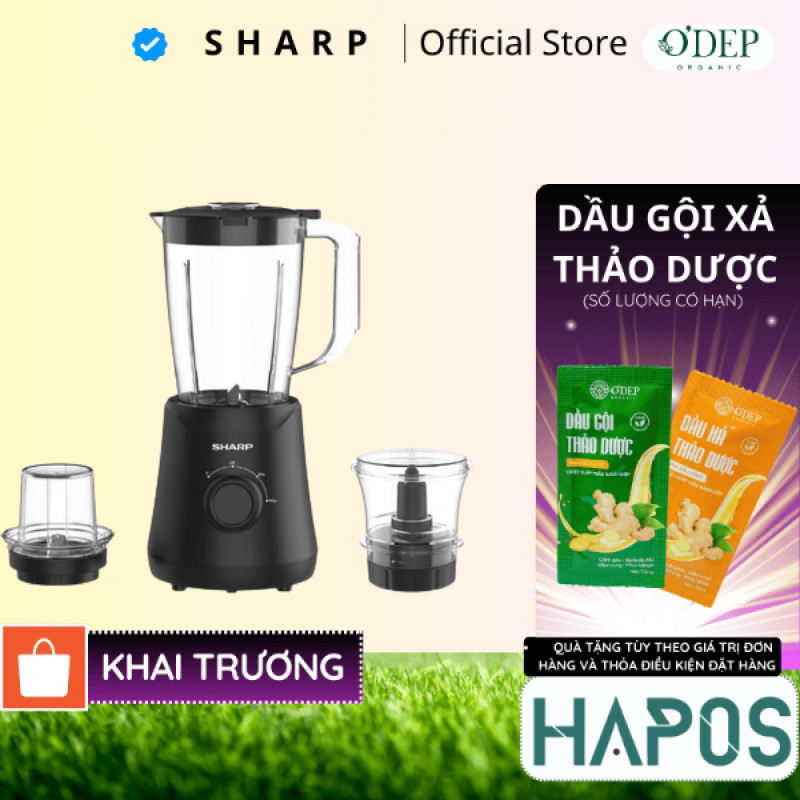 Máy xay sinh tố Sharp 500W, 3 cối xay đa năng xay thịt, xay hạt EM-SP252-BK - HAPOS HSA