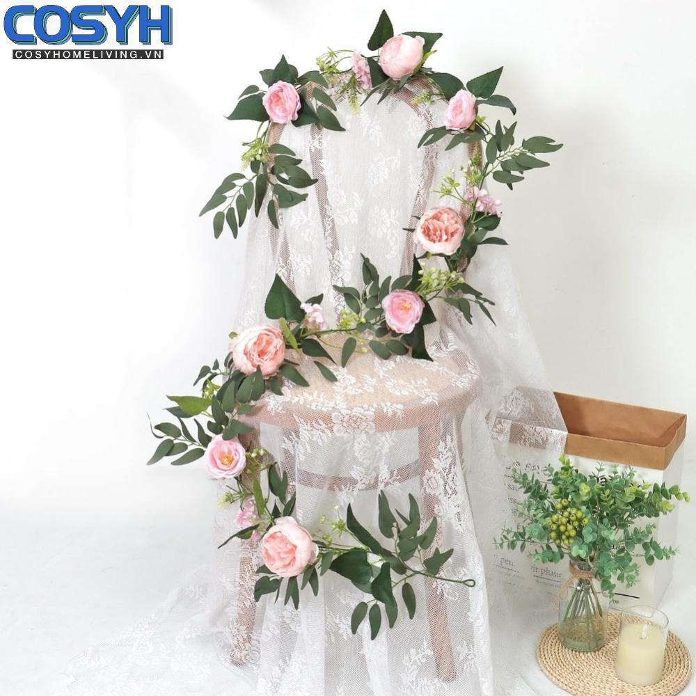 <cosyh>Artificial Wedding Vine Garland Roses Peony Leaves Pink Blue  FOR CHAMPAGNE