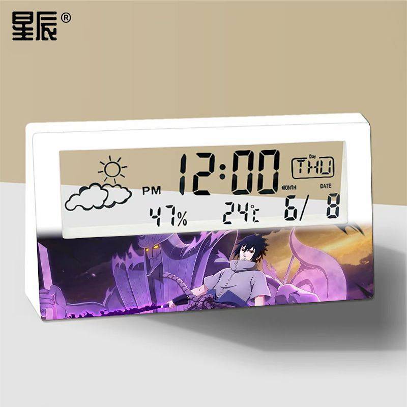 Naruto Electronic Alarm Clock Transparent Luminous Student Bedside Clock Dormitory Multi-Purpose Ala