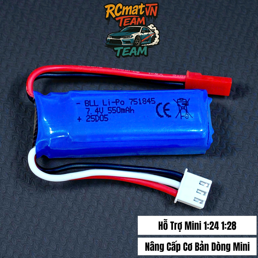 Pin Lipo 2s 550mah 7.4V Dành Cho Xe Mini K969 K989 284131 284010