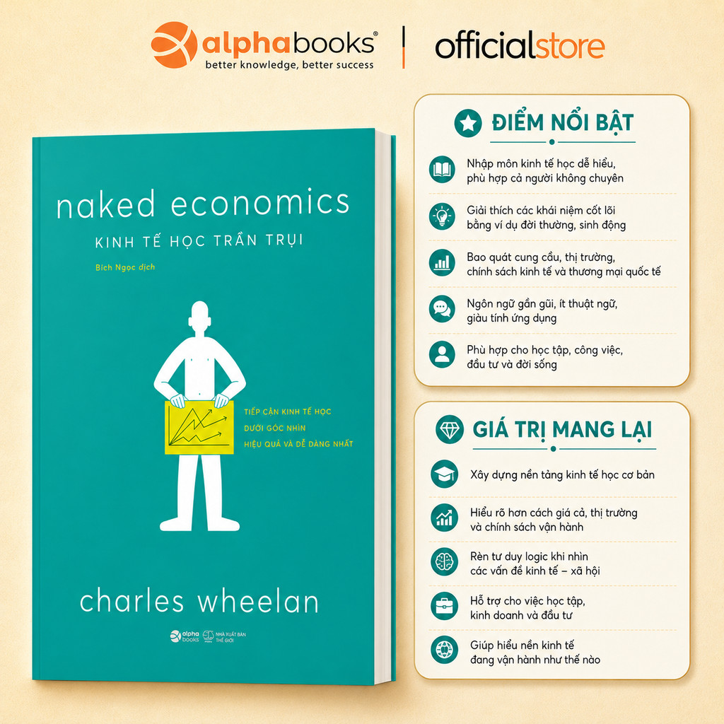 Sách - Kinh Tế Học Trần Trụi - Naked Economics - Charles Wheelan (Alpha Books)