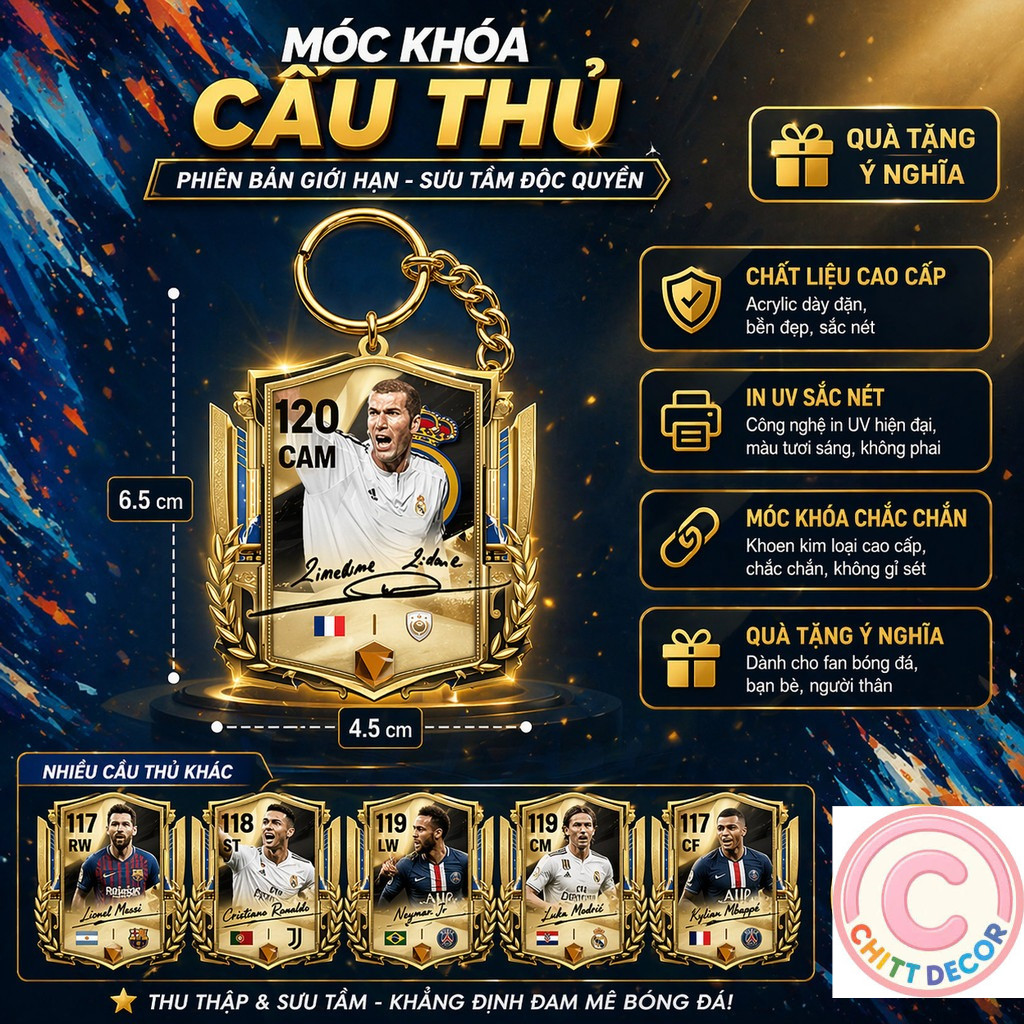 Móc Khóa Chữ Ký FC Mobile Móc Khóa Bóng Đá Thẻ Cầu Thủ Messi, Ronaldo, Neymar phiên bản chữ ký