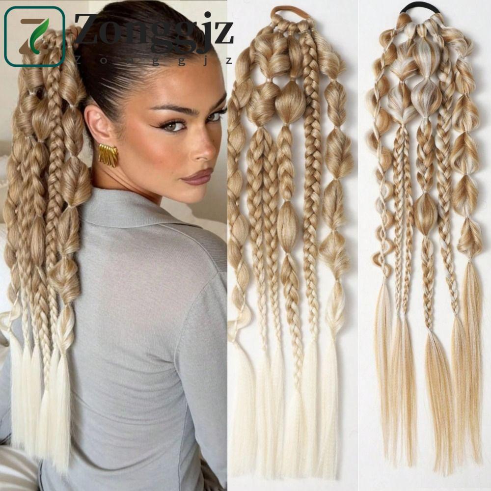 ZONGGJZ Bubble Jumbo Braid, Lantern Braid Ponytail Extension Twist Braid Bulk, Long Handmade Ombre H