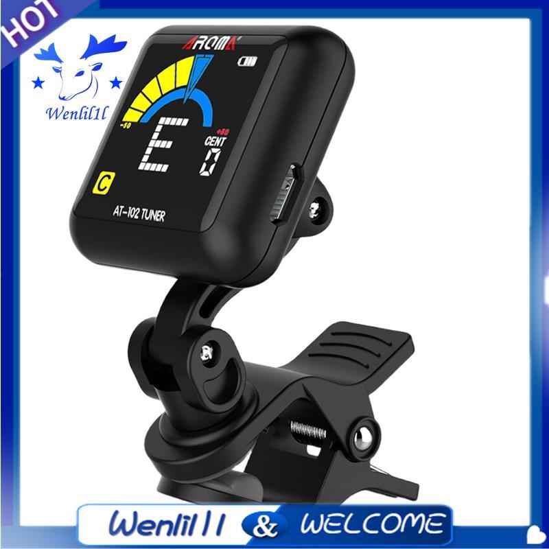 AROMA Guitar Tuner Màn Hình Màu Có Thể Sạc Lại Clip-on Guitar Tuner Màn Hình Màu Với Pin Tích Hợp Kẹ