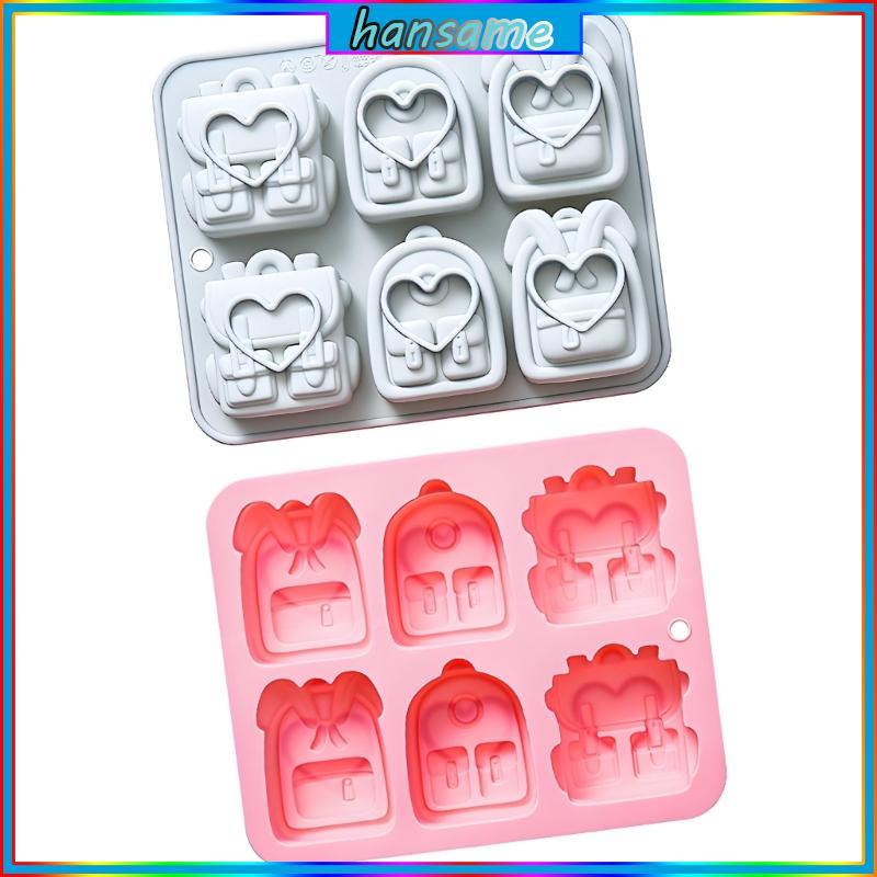 HAN 2 Cái 6 Sâu Răng Túi Đi Học Khuôn Bánh Silicon Cấp Silicon Chịu Nhiệt Cho Bánh Sô Cô La Handmade
