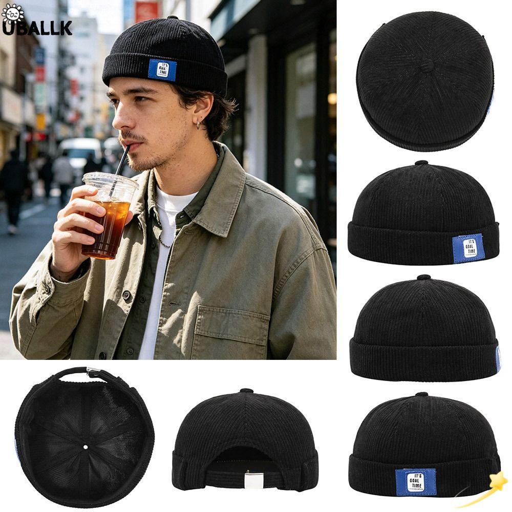 UBALLK Beanie Street Hat, Cotton Corduroy Brimless Docker Cap, Thời Trang Màu Trơn Hip Hop Vintage D