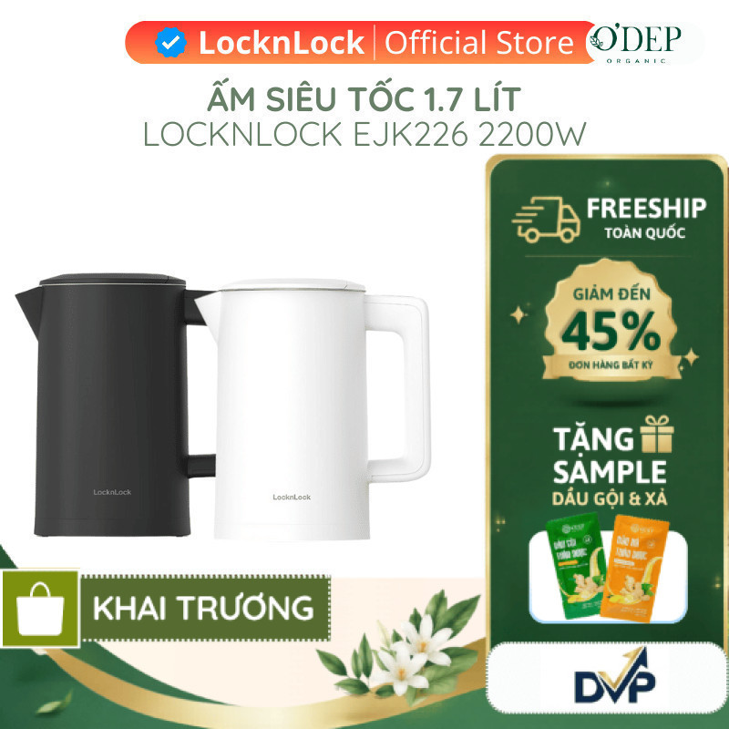 Ấm đun siêu tốc LocknLock 1.7 Lít 1850-2200W Digital Electric Kettle  EJK226, Hàng chính hãng - SHOP