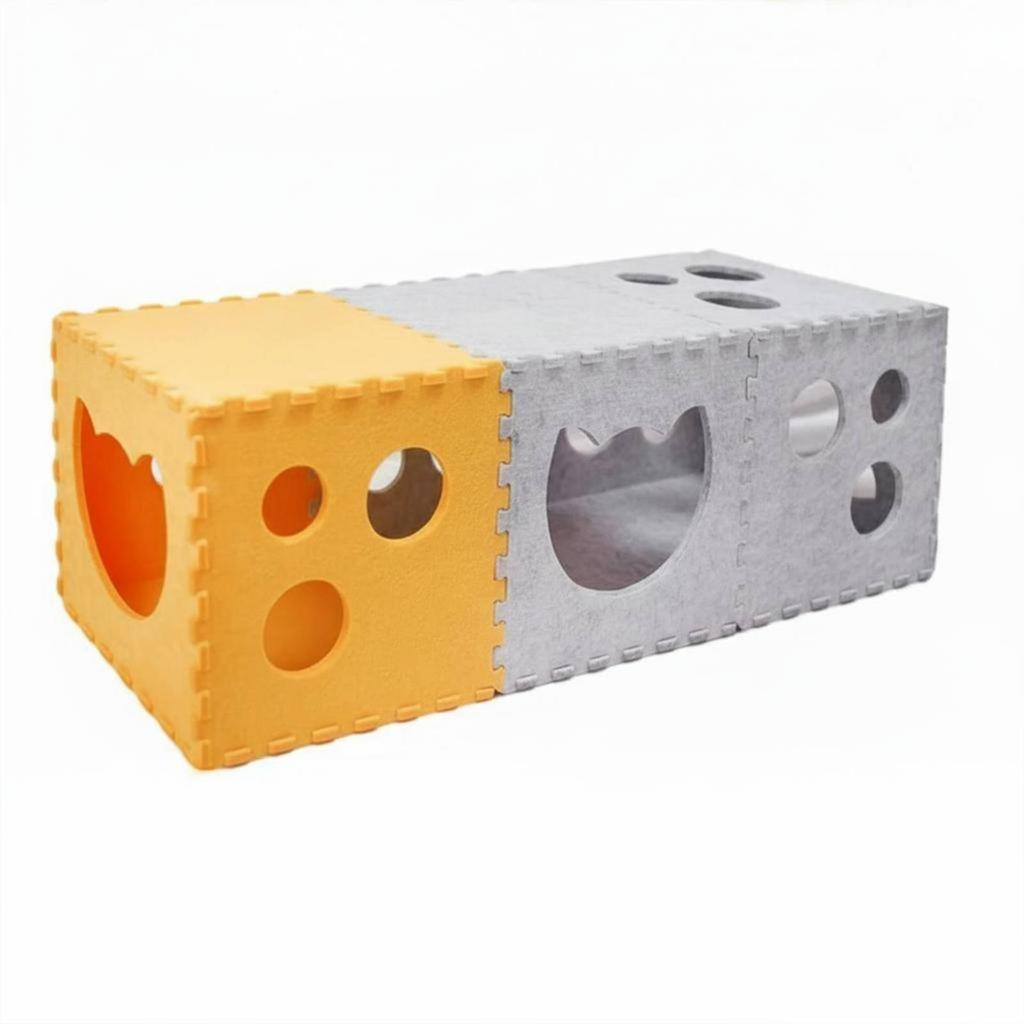 DIY Cat Tunnel House Tương tác Nỉ Cat Cube Vỏ thú cưng có thể gập lại với Peepholes cho Kitty vui nh