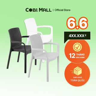Ghế nhựa đúc cao cấp liền khối giả mây - Cobihome (Xám, trắng, đen)